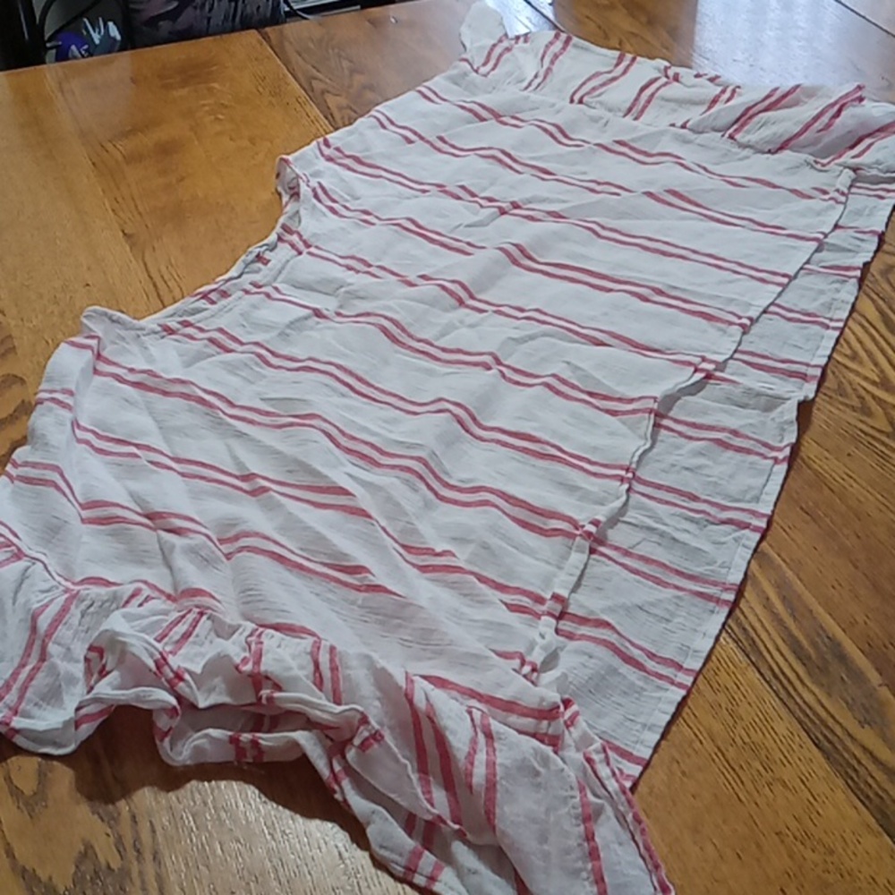 BCBGENERATION SHIRT LARGE Womens Preowned Top  SHEER Summer Short Sleeve Used